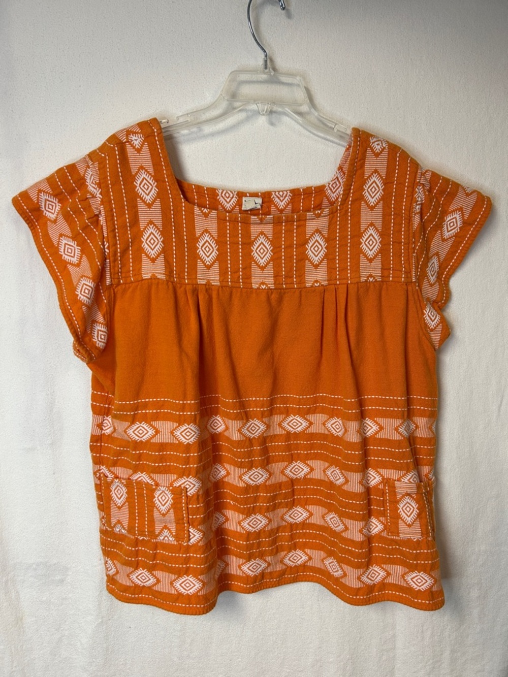 Ivy Jane Women’s Orange Short-Sleeve Patterned Top Size XL 100% Cotton